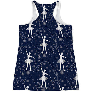 Snowflake Ballet Pattern Print Women's Racerback Tank Top