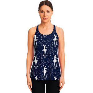 Snowflake Ballet Pattern Print Women's Racerback Tank Top