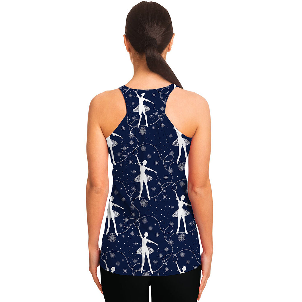 Snowflake Ballet Pattern Print Women's Racerback Tank Top