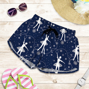 Snowflake Ballet Pattern Print Women's Shorts