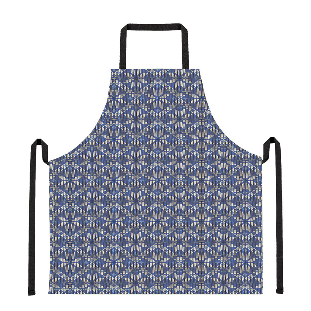 Snowflakes Knitted Pattern Print Apron