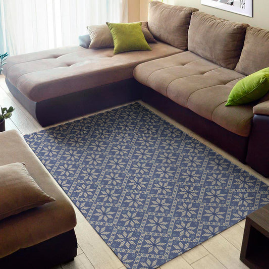 Snowflakes Knitted Pattern Print Area Rug