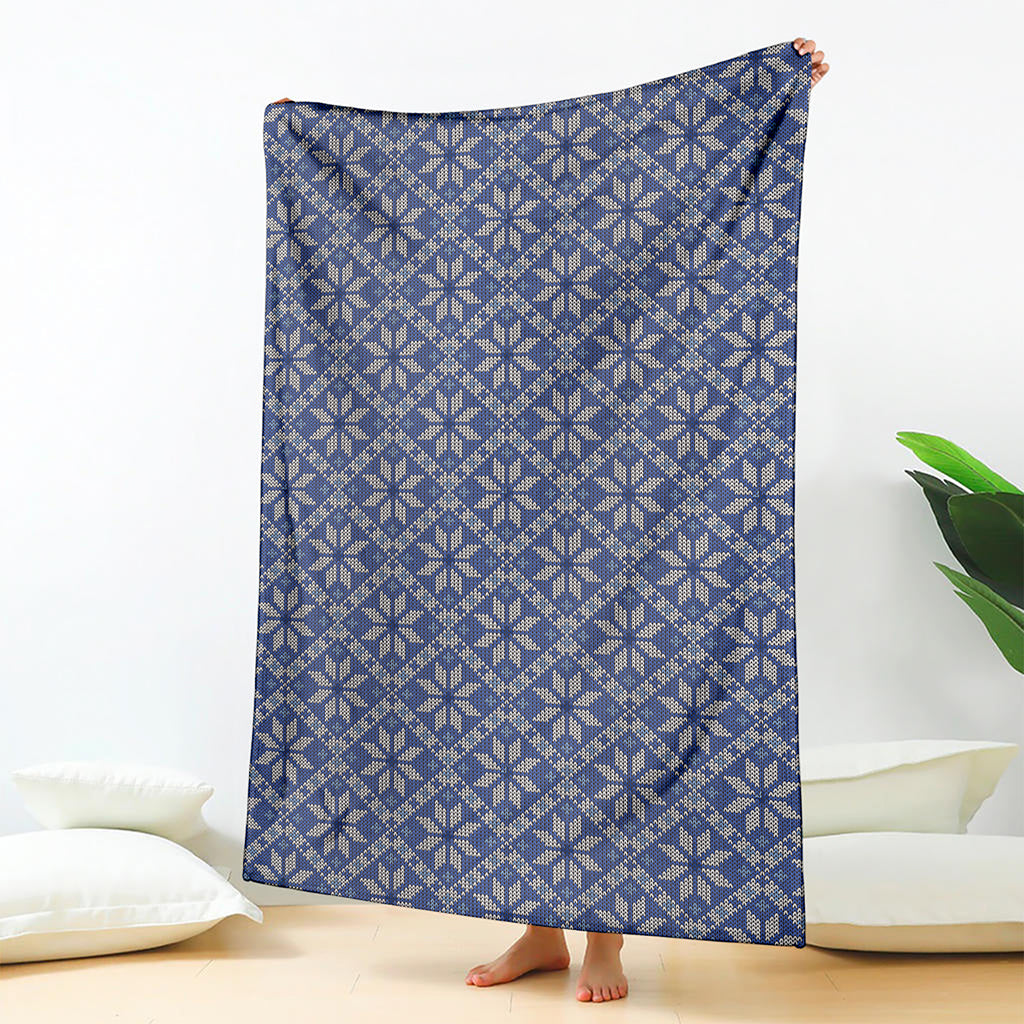 Snowflakes Knitted Pattern Print Blanket