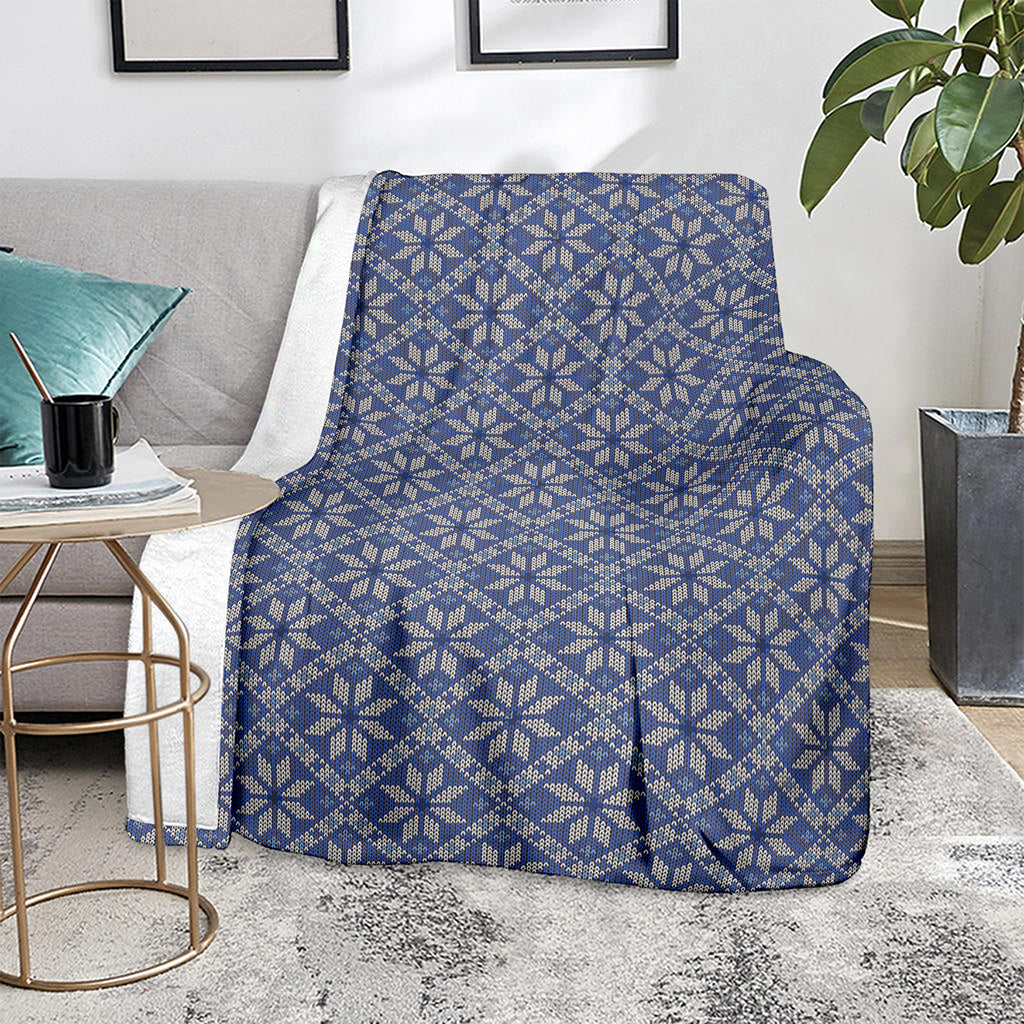 Snowflakes Knitted Pattern Print Blanket