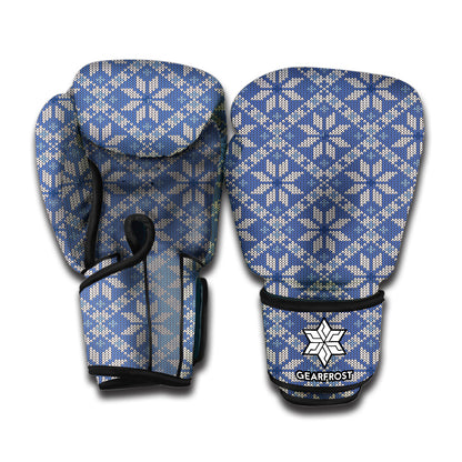 Snowflakes Knitted Pattern Print Boxing Gloves