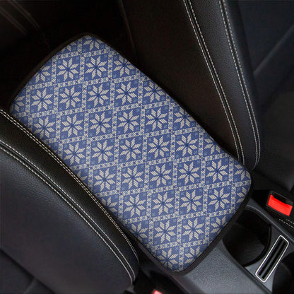 Snowflakes Knitted Pattern Print Car Center Console Cover