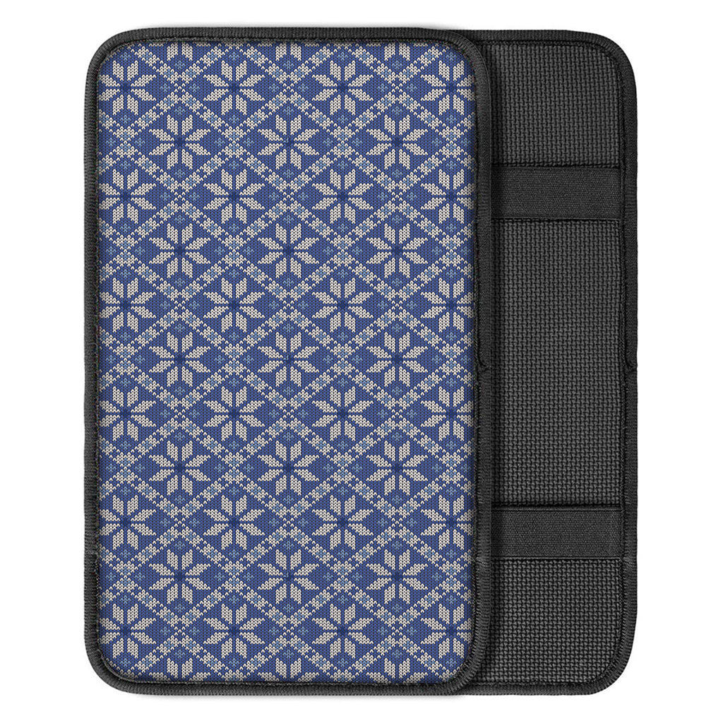 Snowflakes Knitted Pattern Print Car Center Console Cover