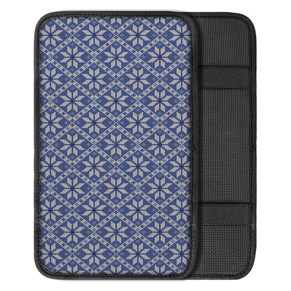 Snowflakes Knitted Pattern Print Car Center Console Cover