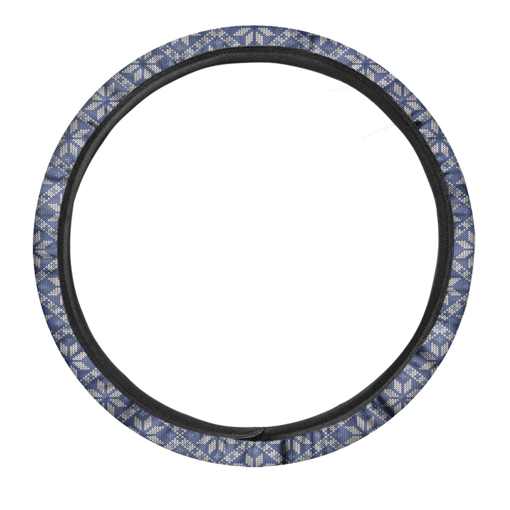 Snowflakes Knitted Pattern Print Car Steering Wheel Cover