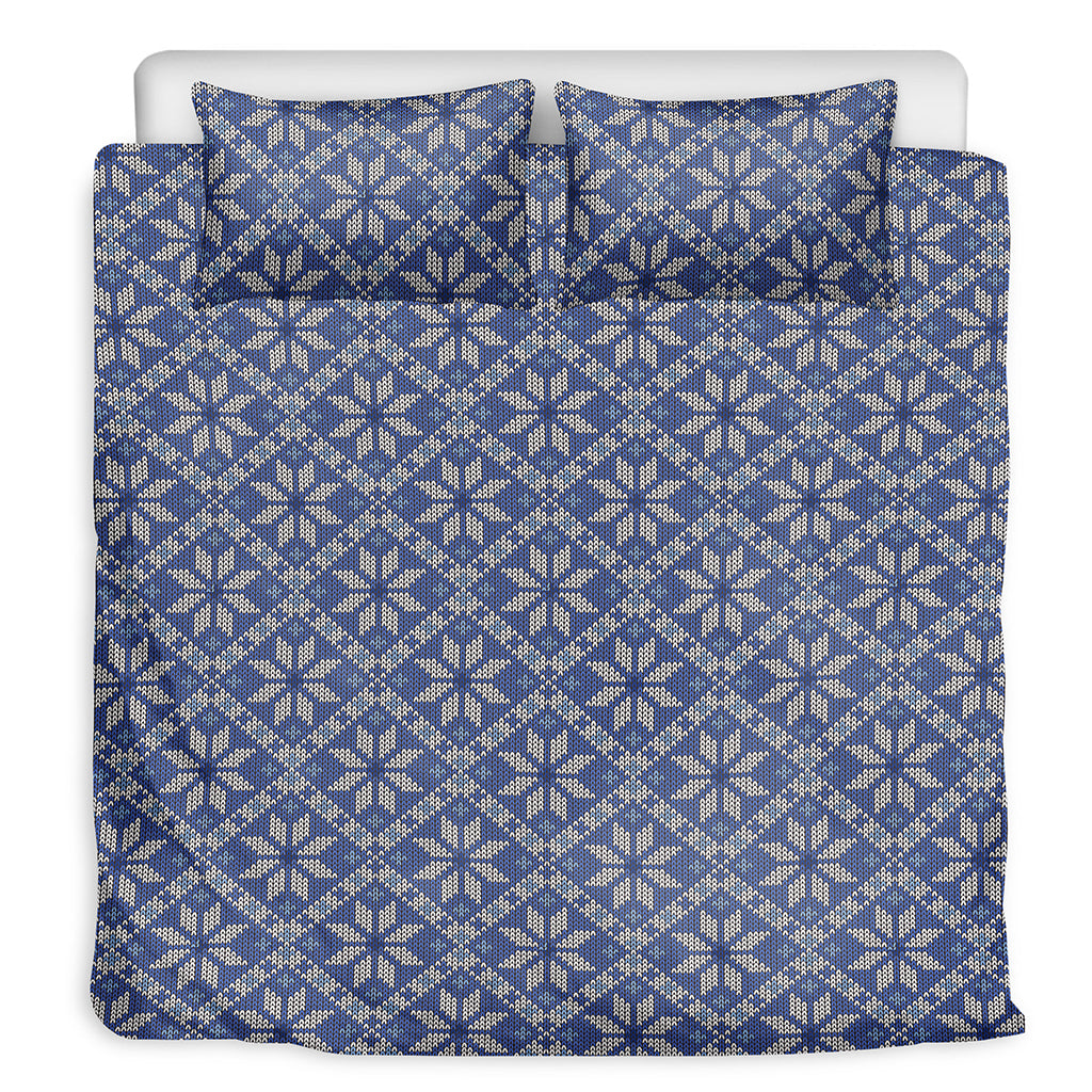 Snowflakes Knitted Pattern Print Duvet Cover Bedding Set