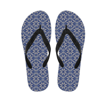 Snowflakes Knitted Pattern Print Flip Flops