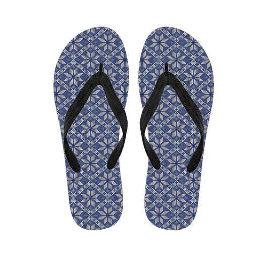 Snowflakes Knitted Pattern Print Flip Flops