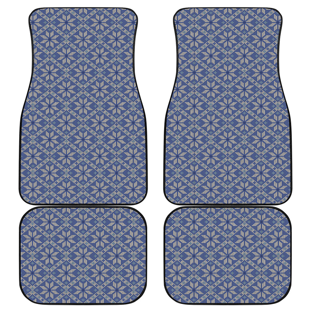 Snowflakes Knitted Pattern Print Front and Back Car Floor Mats