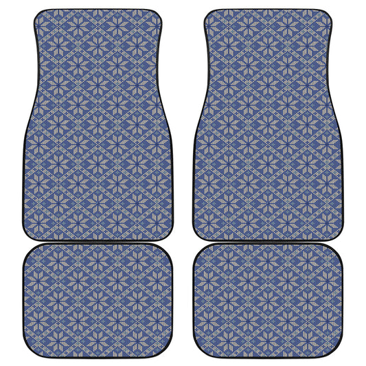 Snowflakes Knitted Pattern Print Front and Back Car Floor Mats