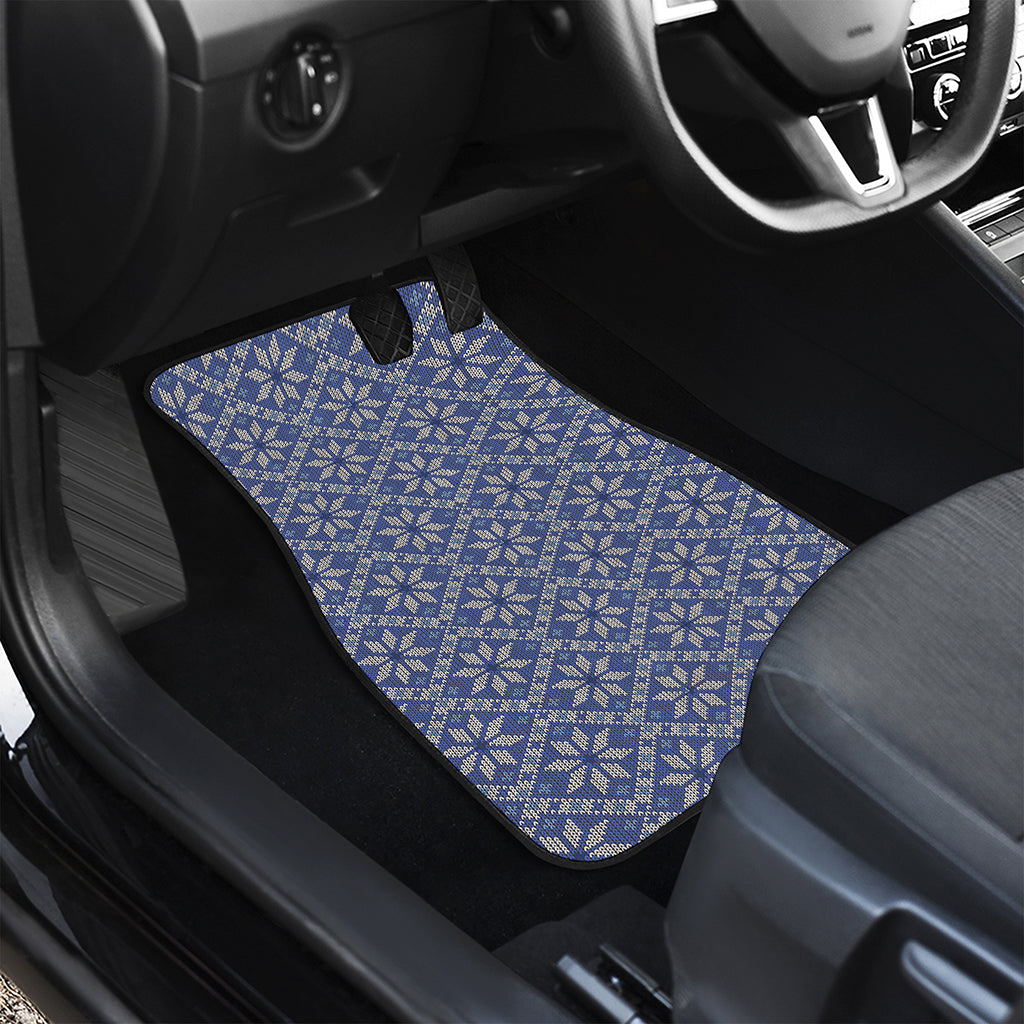 Snowflakes Knitted Pattern Print Front and Back Car Floor Mats