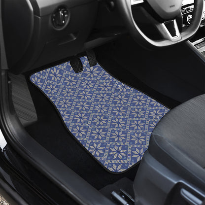 Snowflakes Knitted Pattern Print Front and Back Car Floor Mats