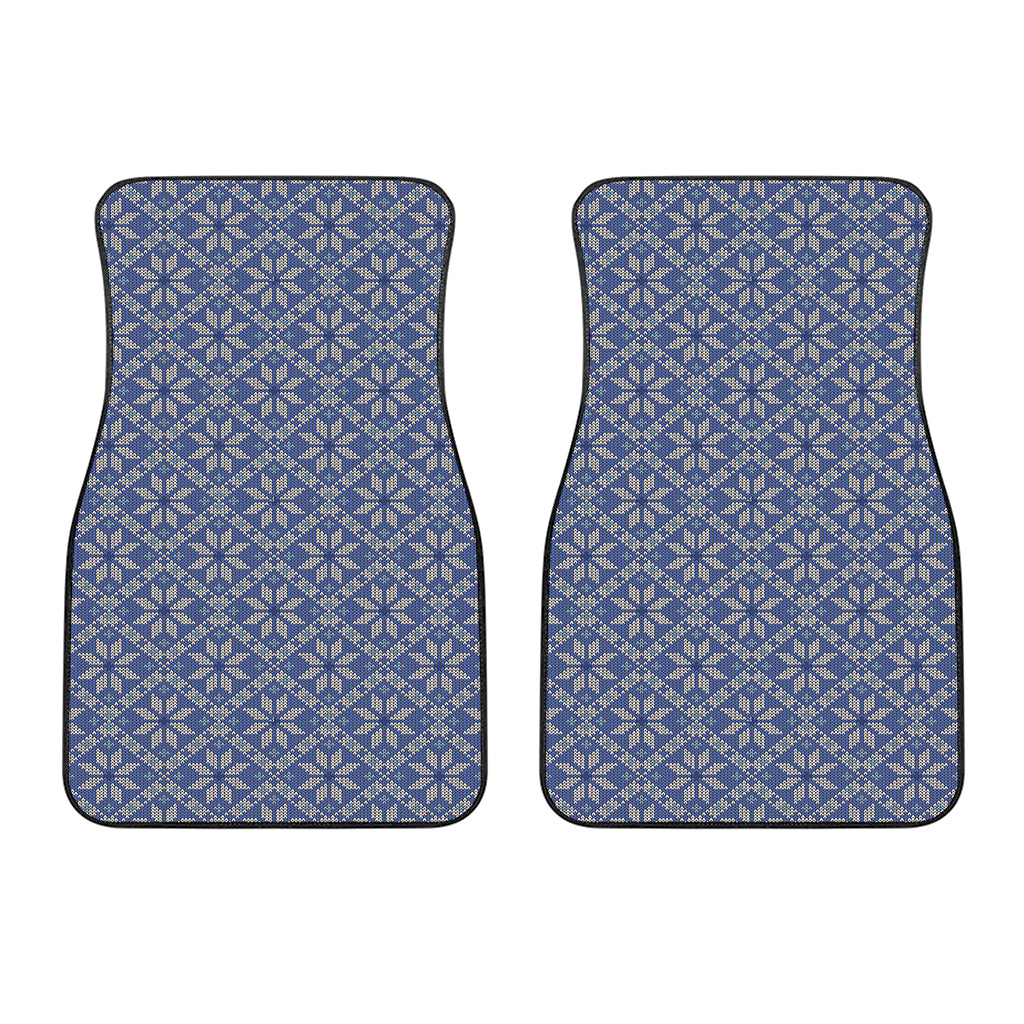 Snowflakes Knitted Pattern Print Front Car Floor Mats