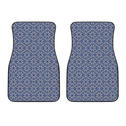 Snowflakes Knitted Pattern Print Front Car Floor Mats