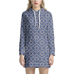 Snowflakes Knitted Pattern Print Hoodie Dress