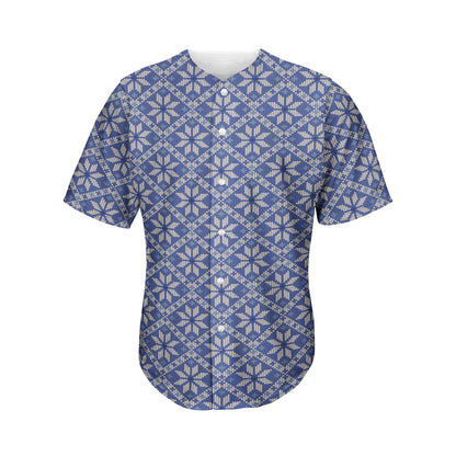 Snowflakes Knitted Pattern Print Men's Baseball Jersey