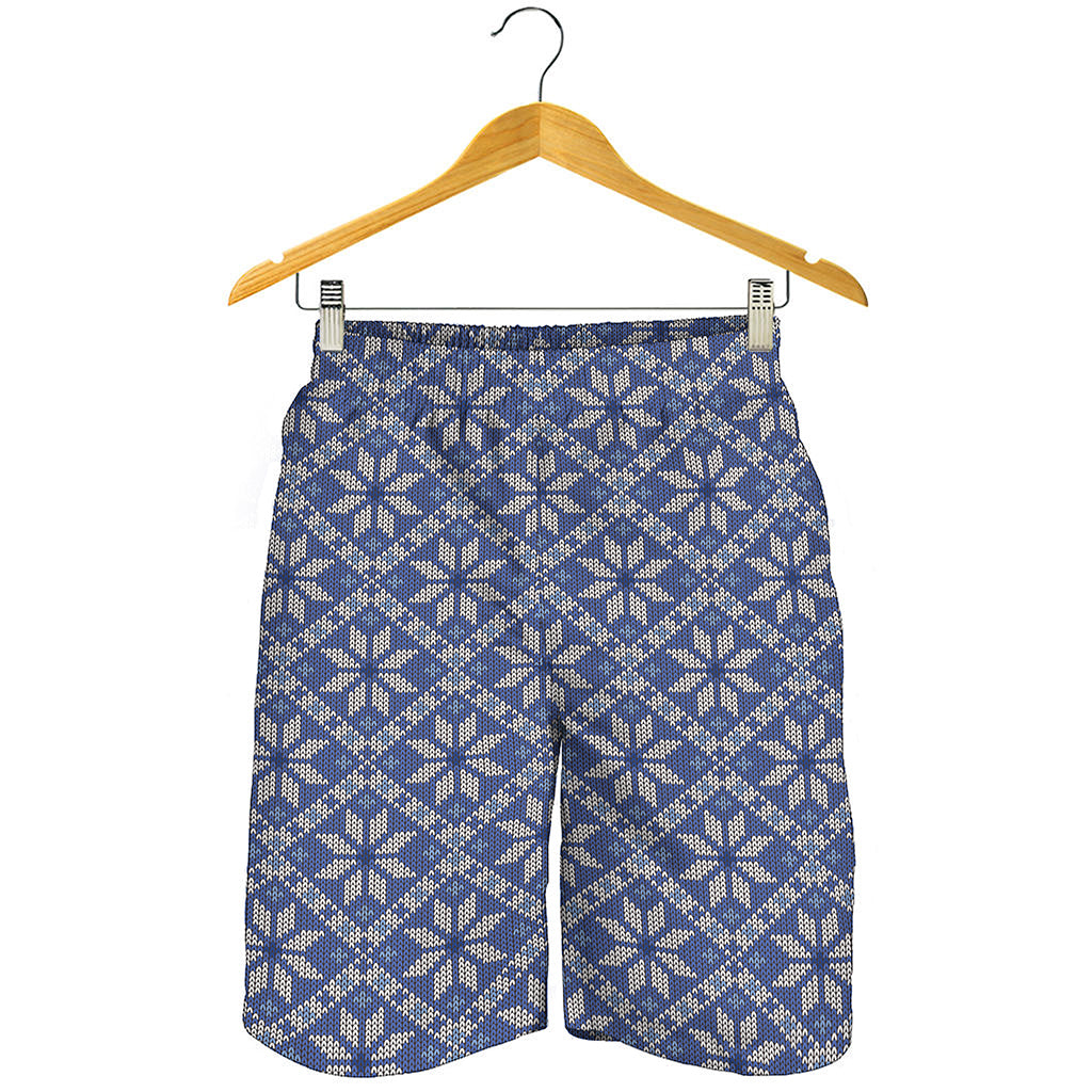 Snowflakes Knitted Pattern Print Men's Shorts