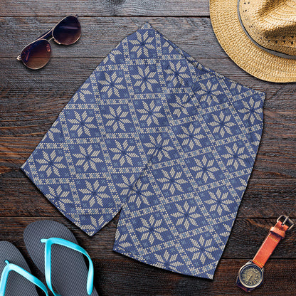 Snowflakes Knitted Pattern Print Men's Shorts