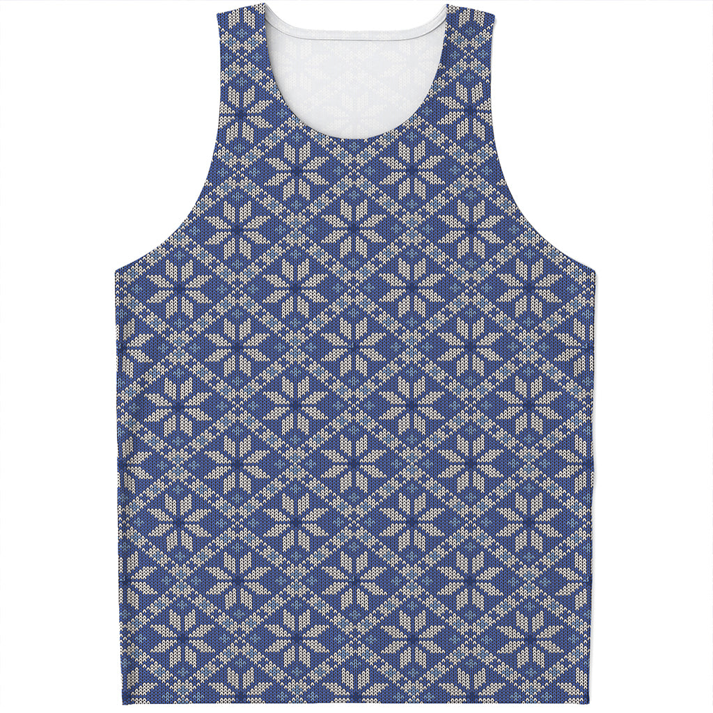 Snowflakes Knitted Pattern Print Men's Tank Top
