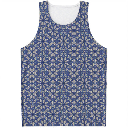 Snowflakes Knitted Pattern Print Men's Tank Top