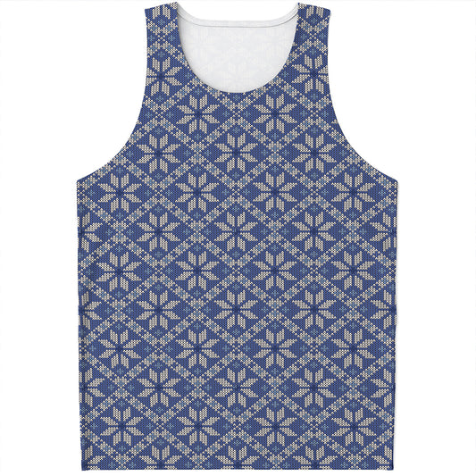 Snowflakes Knitted Pattern Print Men's Tank Top