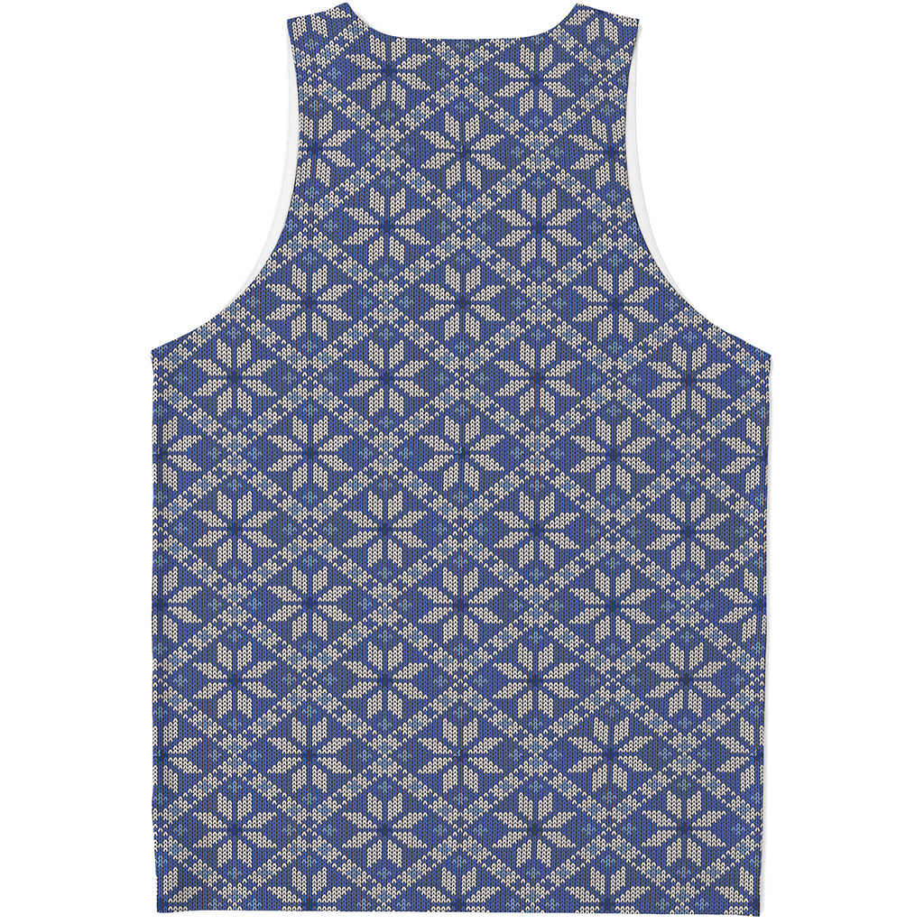 Snowflakes Knitted Pattern Print Men's Tank Top