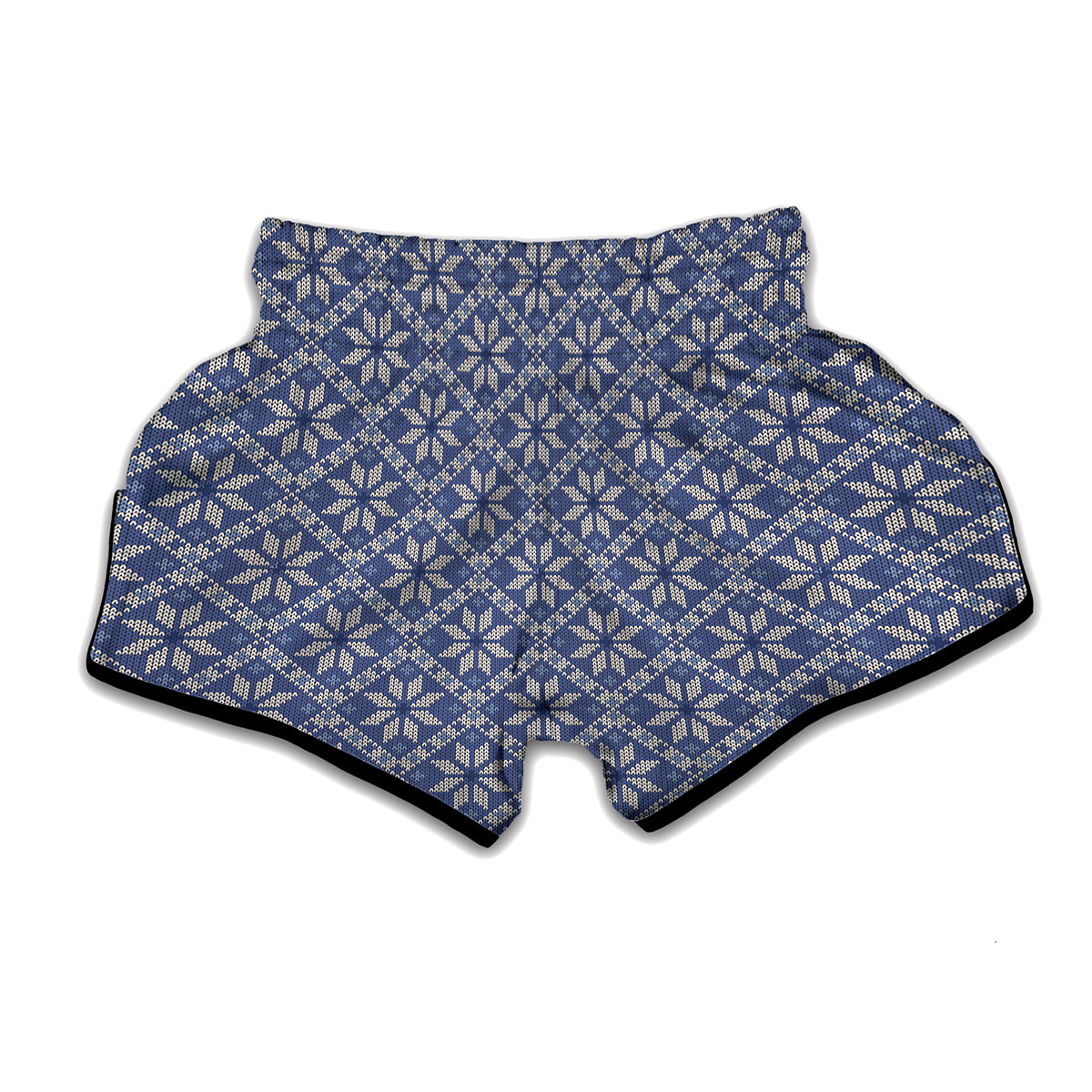 Snowflakes Knitted Pattern Print Muay Thai Boxing Shorts