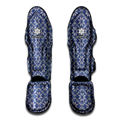 Snowflakes Knitted Pattern Print Muay Thai Shin Guard