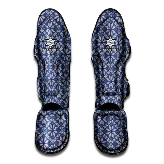 Snowflakes Knitted Pattern Print Muay Thai Shin Guard