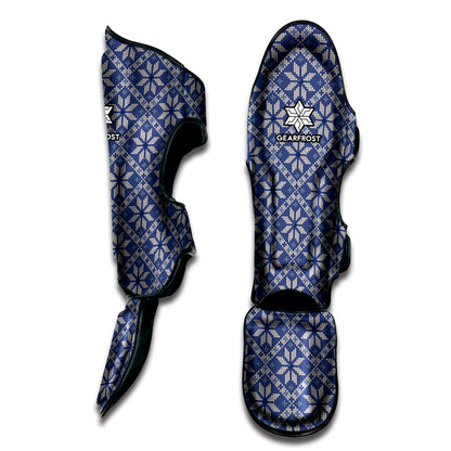Snowflakes Knitted Pattern Print Muay Thai Shin Guard