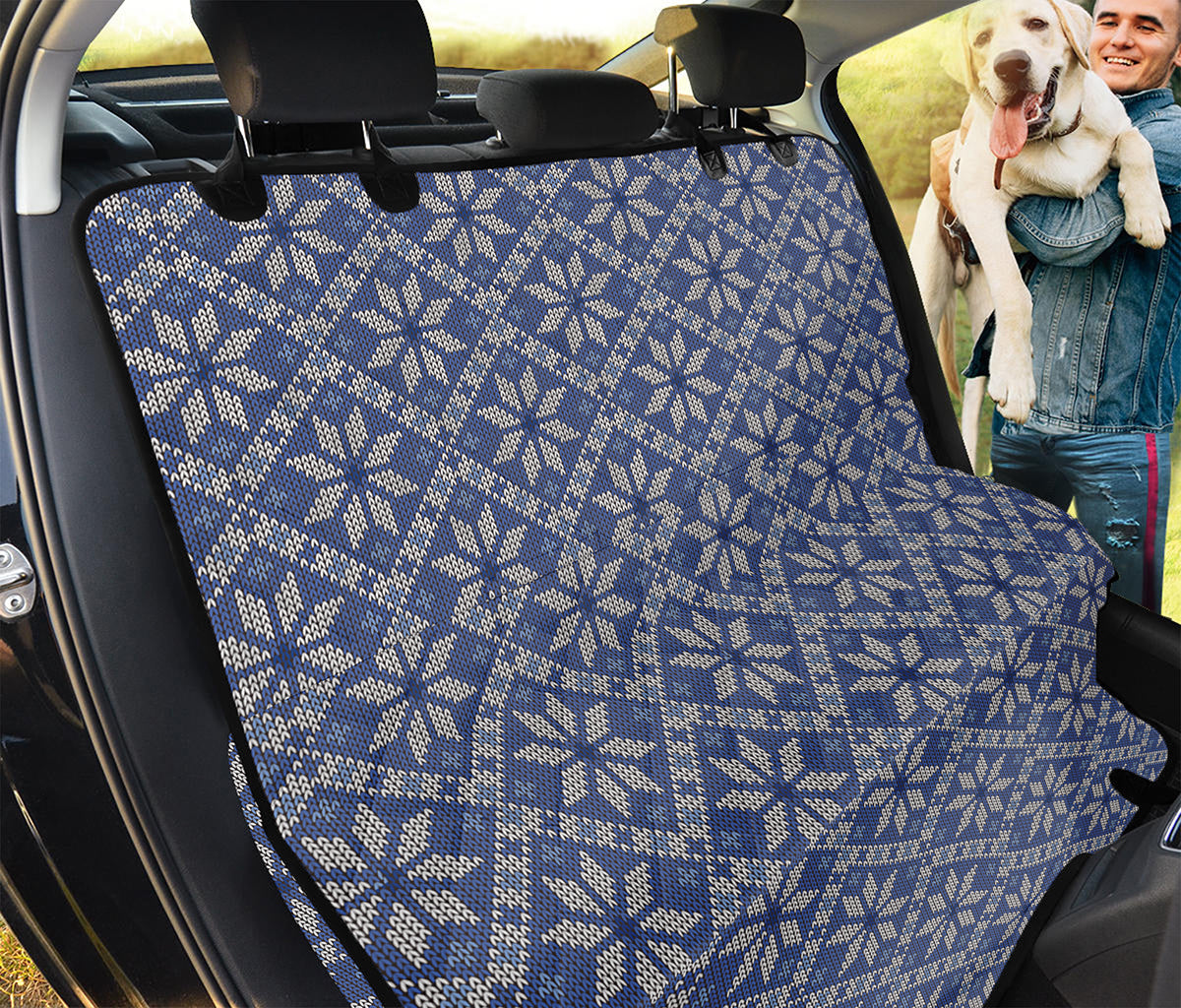Snowflakes Knitted Pattern Print Pet Car Back Seat Cover