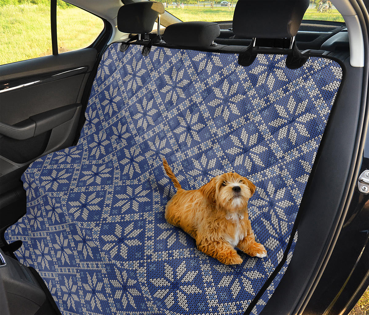 Snowflakes Knitted Pattern Print Pet Car Back Seat Cover