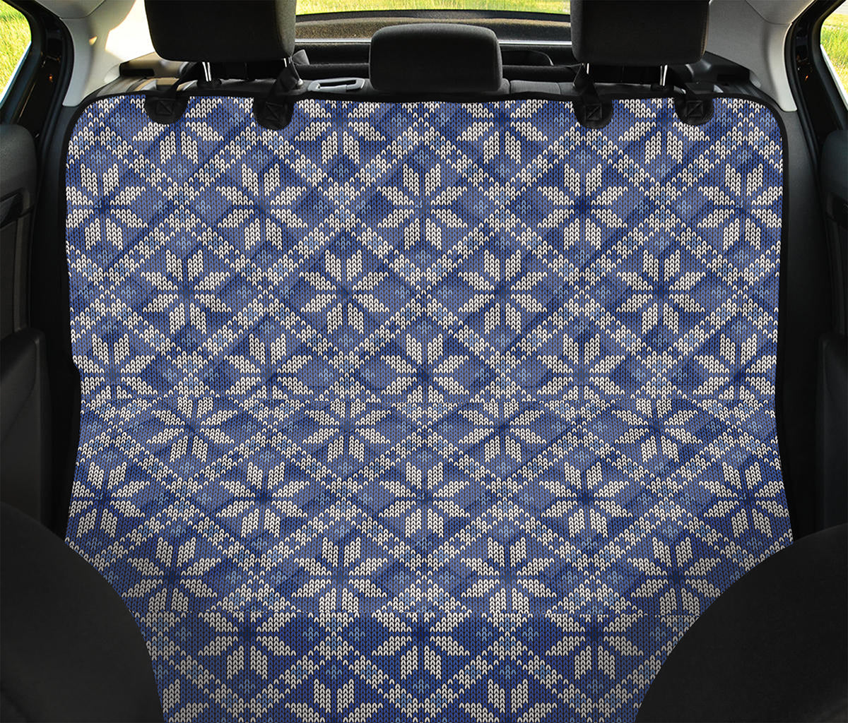 Snowflakes Knitted Pattern Print Pet Car Back Seat Cover