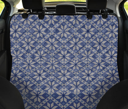 Snowflakes Knitted Pattern Print Pet Car Back Seat Cover
