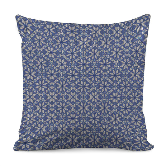 Snowflakes Knitted Pattern Print Pillow Cover