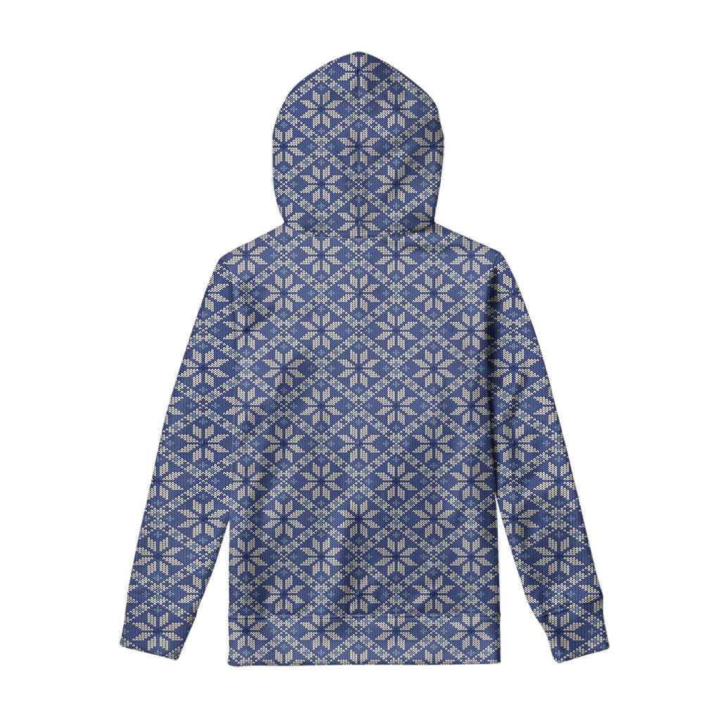 Snowflakes Knitted Pattern Print Pullover Hoodie