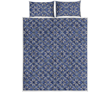 Snowflakes Knitted Pattern Print Quilt Bed Set