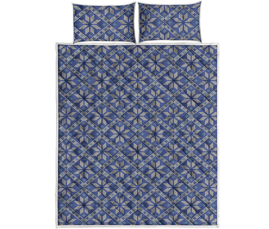 Snowflakes Knitted Pattern Print Quilt Bed Set