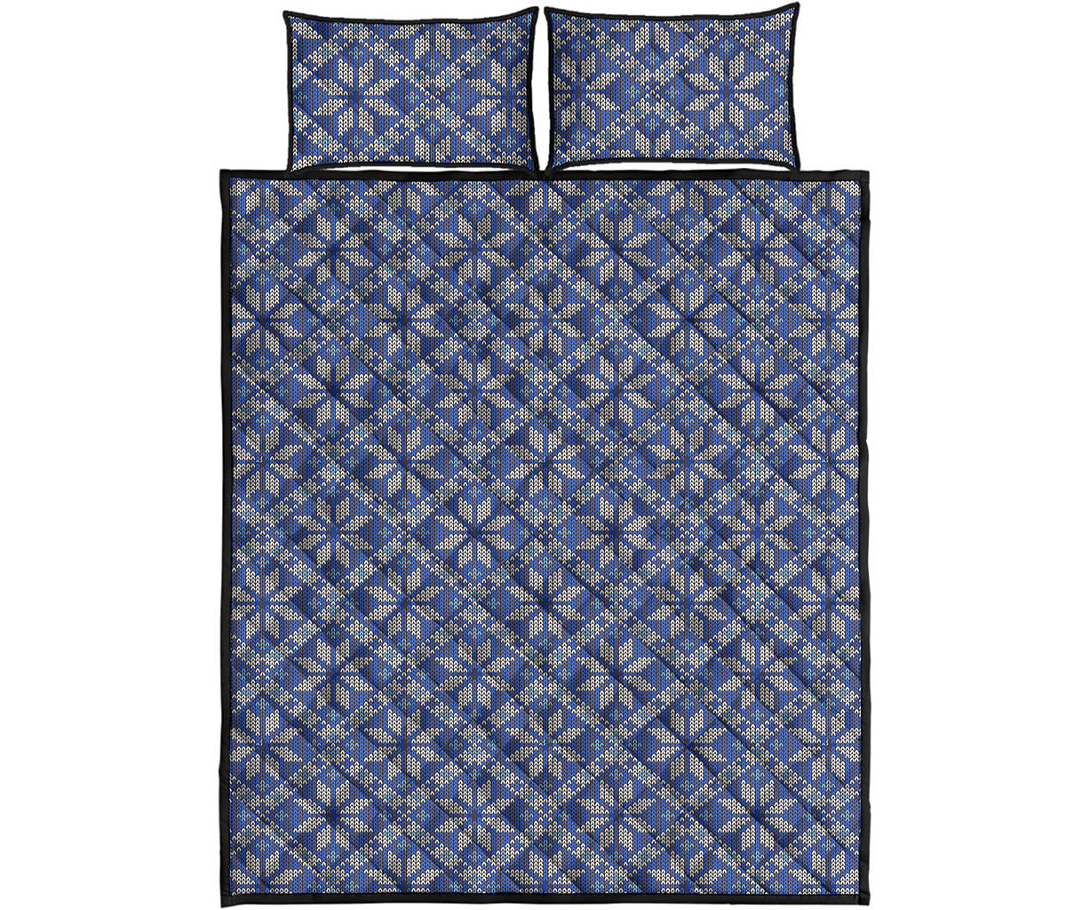 Snowflakes Knitted Pattern Print Quilt Bed Set