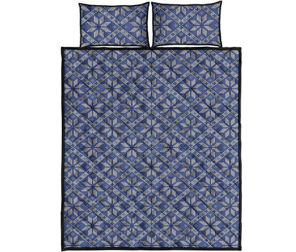 Snowflakes Knitted Pattern Print Quilt Bed Set