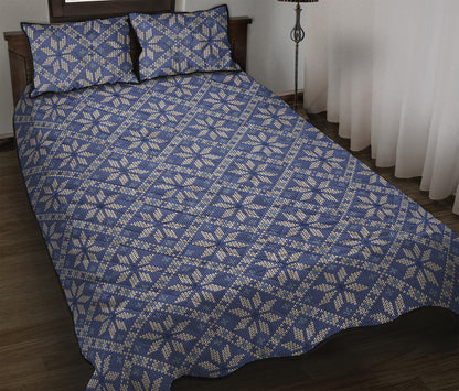 Snowflakes Knitted Pattern Print Quilt Bed Set