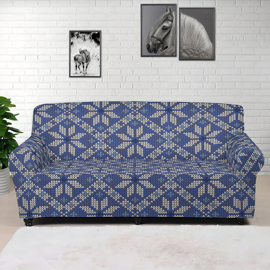 Snowflakes Knitted Pattern Print Sofa Cover