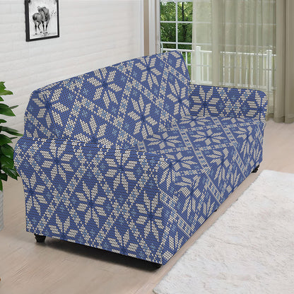 Snowflakes Knitted Pattern Print Sofa Cover