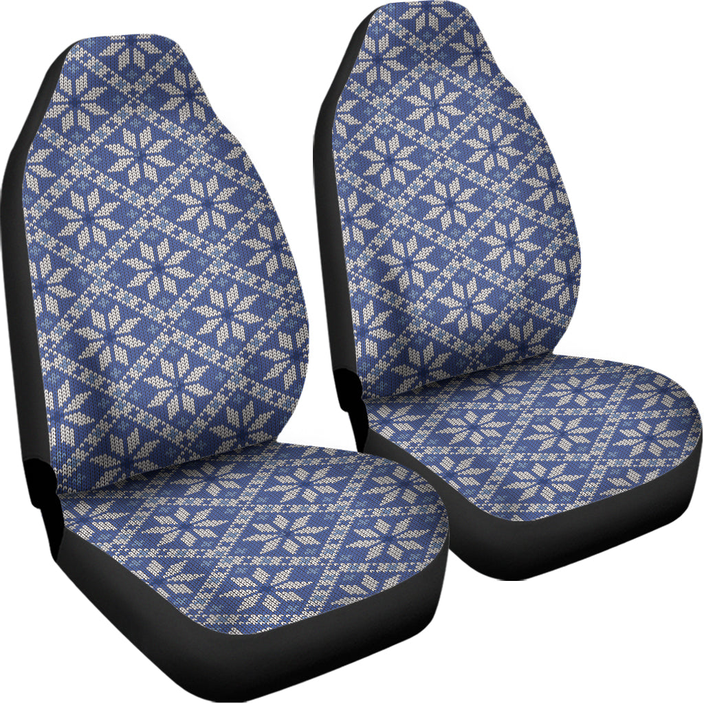 Snowflakes Knitted Pattern Print Universal Fit Car Seat Covers