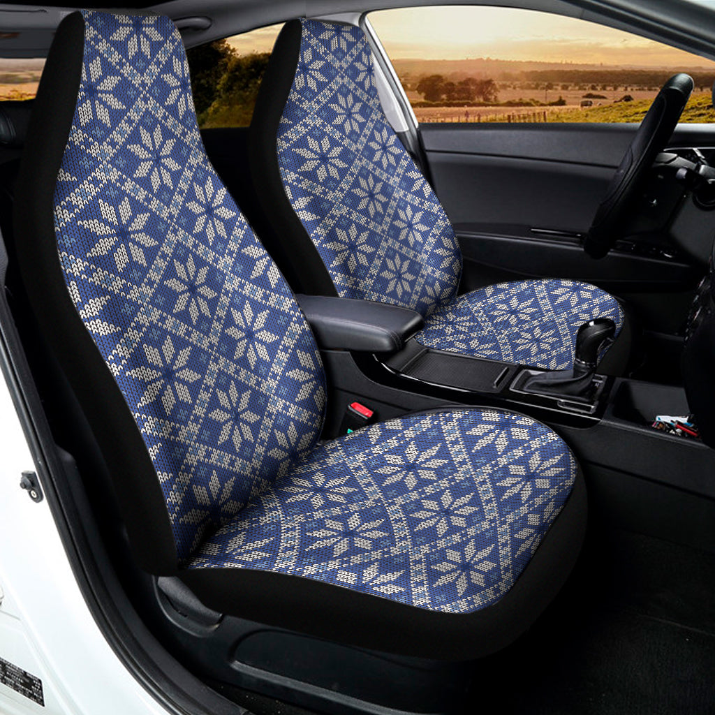 Snowflakes Knitted Pattern Print Universal Fit Car Seat Covers