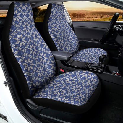 Snowflakes Knitted Pattern Print Universal Fit Car Seat Covers
